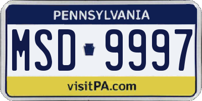 PA license plate MSD9997