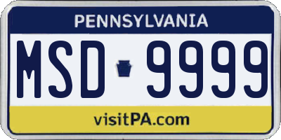 PA license plate MSD9999