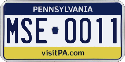 PA license plate MSE0011