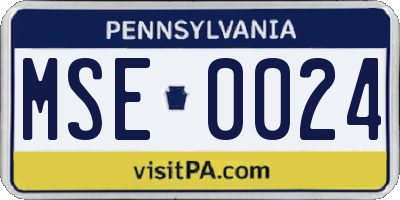 PA license plate MSE0024