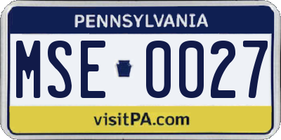 PA license plate MSE0027