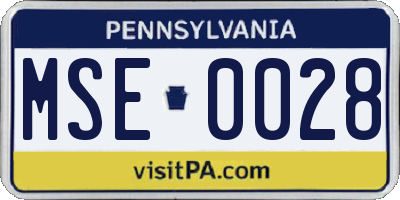 PA license plate MSE0028