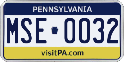 PA license plate MSE0032