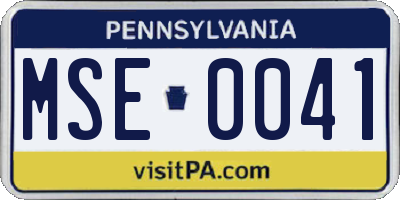 PA license plate MSE0041