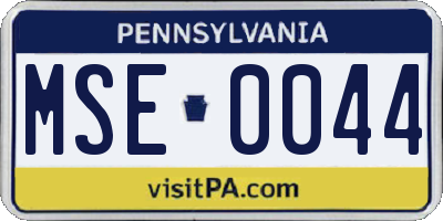 PA license plate MSE0044