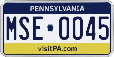 PA license plate MSE0045