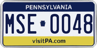 PA license plate MSE0048