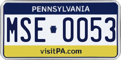 PA license plate MSE0053