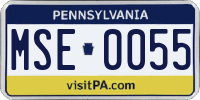 PA license plate MSE0055