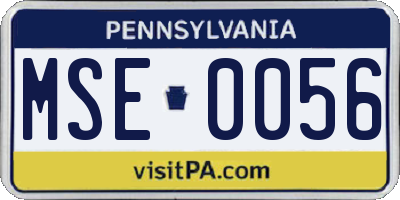 PA license plate MSE0056