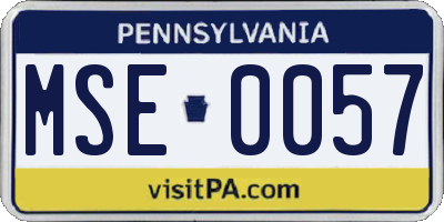 PA license plate MSE0057