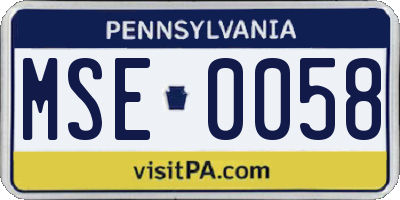 PA license plate MSE0058