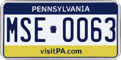 PA license plate MSE0063
