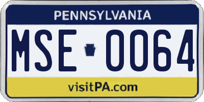 PA license plate MSE0064