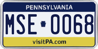 PA license plate MSE0068
