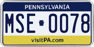 PA license plate MSE0078