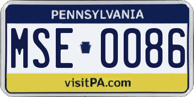 PA license plate MSE0086