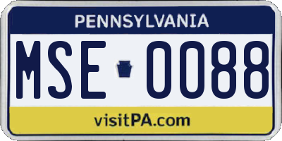 PA license plate MSE0088