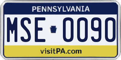 PA license plate MSE0090
