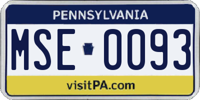 PA license plate MSE0093
