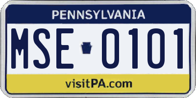 PA license plate MSE0101