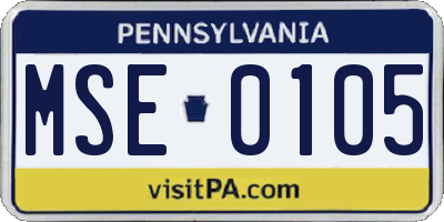 PA license plate MSE0105