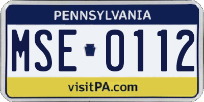 PA license plate MSE0112