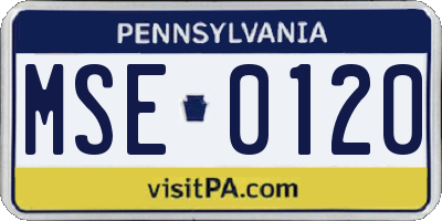 PA license plate MSE0120
