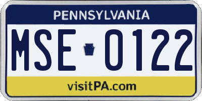 PA license plate MSE0122