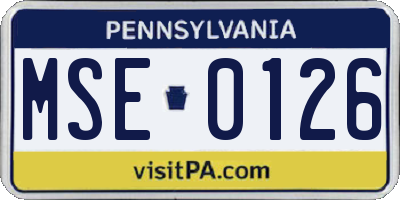 PA license plate MSE0126