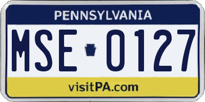 PA license plate MSE0127