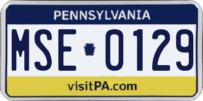 PA license plate MSE0129