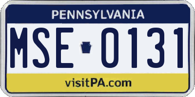 PA license plate MSE0131