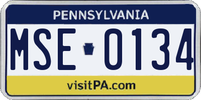 PA license plate MSE0134
