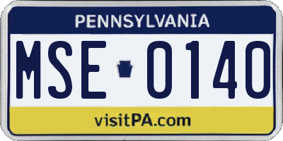 PA license plate MSE0140