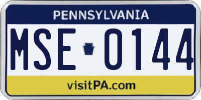 PA license plate MSE0144