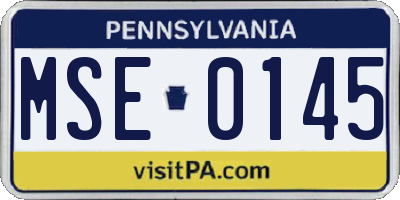 PA license plate MSE0145