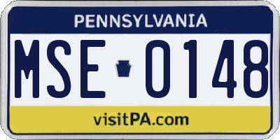 PA license plate MSE0148