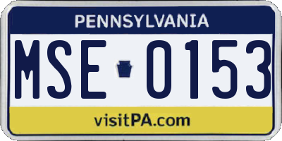 PA license plate MSE0153