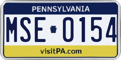 PA license plate MSE0154