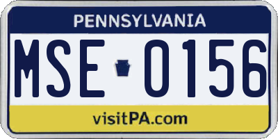 PA license plate MSE0156