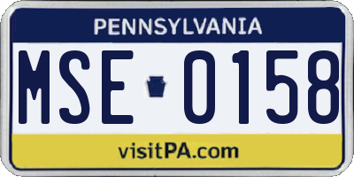PA license plate MSE0158
