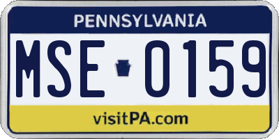 PA license plate MSE0159