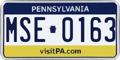 PA license plate MSE0163