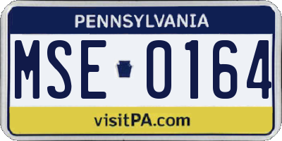 PA license plate MSE0164