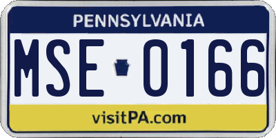 PA license plate MSE0166
