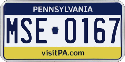 PA license plate MSE0167