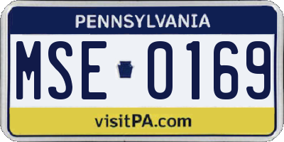 PA license plate MSE0169