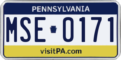 PA license plate MSE0171