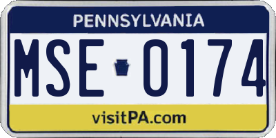 PA license plate MSE0174